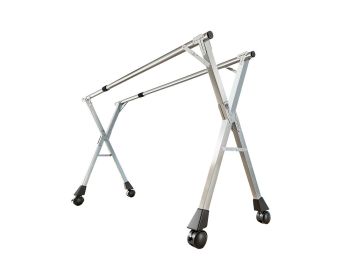 SOGA 2.4m Portable Standing Clothes Drying Rack Foldable Space-Saving Laundry Holder with Wheels
