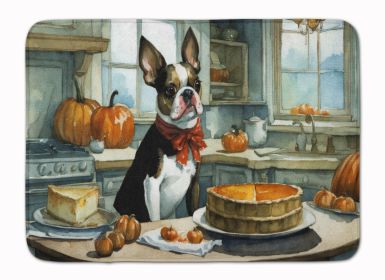Boston Terrier Fall Kitchen Pumpkins Memory Foam Kitchen Mat Machine Washable Anti-Fatigue Mat Cushion Comfort Bath Mat or Kitchen Rug