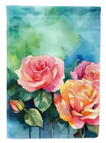 New York Roses in Watercolor Garden Flag Mailbox Flag Decorative Yard Flag Banner Outside Patio Artwork Yard Flower Beds, Garden Size, Multicolor