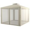 Outsunny 9.6' x 11.6' Patio Gazebo, Outdoor Canopy Shelter with 2-Tier Roof and Netting, Steel Frame for Garden, Lawn, Backyard, and Deck, Cream White