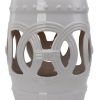 Outsunny 14" x 17" Ceramic Garden Stool with Double-Coin Knotted Ring Design & Strong Glazed Material, Decorative End Table, Home Collection, White