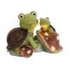 [only for pickup with a prepaid label]Garden Statue Cute Frog Face Turtles Figurines,Solar Powered Resin Animal Sculpture with 3 Led Lights for Patio