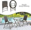 Outdoor 3 Pieces Wicker Folding Bistro Set;  Balcony Table and Chairs Sets;  Garden Backyard Furniture