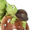 [only for pickup with a prepaid label]Garden Statue Cute Frog Face Turtles Figurines,Solar Powered Resin Animal Sculpture with 3 Led Lights for Patio