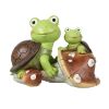 [only for pickup with a prepaid label]Garden Statue Cute Frog Face Turtles Figurines,Solar Powered Resin Animal Sculpture with 3 Led Lights for Patio