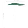 Garden Half Parasol with Pole 70.9"x35.4" Green