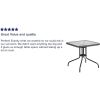 Barker 28'' Square Tempered Glass Metal Table with Gray Rattan Edging 28"D x 28"W x 28"H Used for picnics, parties, gardens