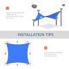 Outsunny 24' x 24' Sun Shade Sail Canopy, UV Block for Patio Backyard Lawn Garden, Blue