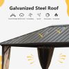 10'x12' Permanent Outdoor Galvanized Steel Roof Gazebo with Aluminum Frame, Pavilion Metal Gazebos with Netting & Curtains for Garden, Patios, Lawns