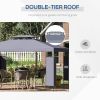 Outsunny 10' x 13' Patio Gazebo, Double Roof Outdoor Gazebo Canopy Shelter with Screen Decorate Corner Frame, for Garden, Lawn, Backyard and Deck