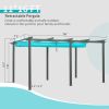 11 X 16 FT Outdoor Living Outdoor Retractable Pergola with Weather-Resistant Canopy Aluminum Garden Pergola Patio Grill Gazebo for Courtyard -Lake Blu