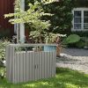 Garbage Bin Shed Stores 2 Trash Cans Metal Outdoor Bin Shed for Garbage Storage,Stainless Galvanized Steel, Bin Shed for Garden Yard Lawn,Grey